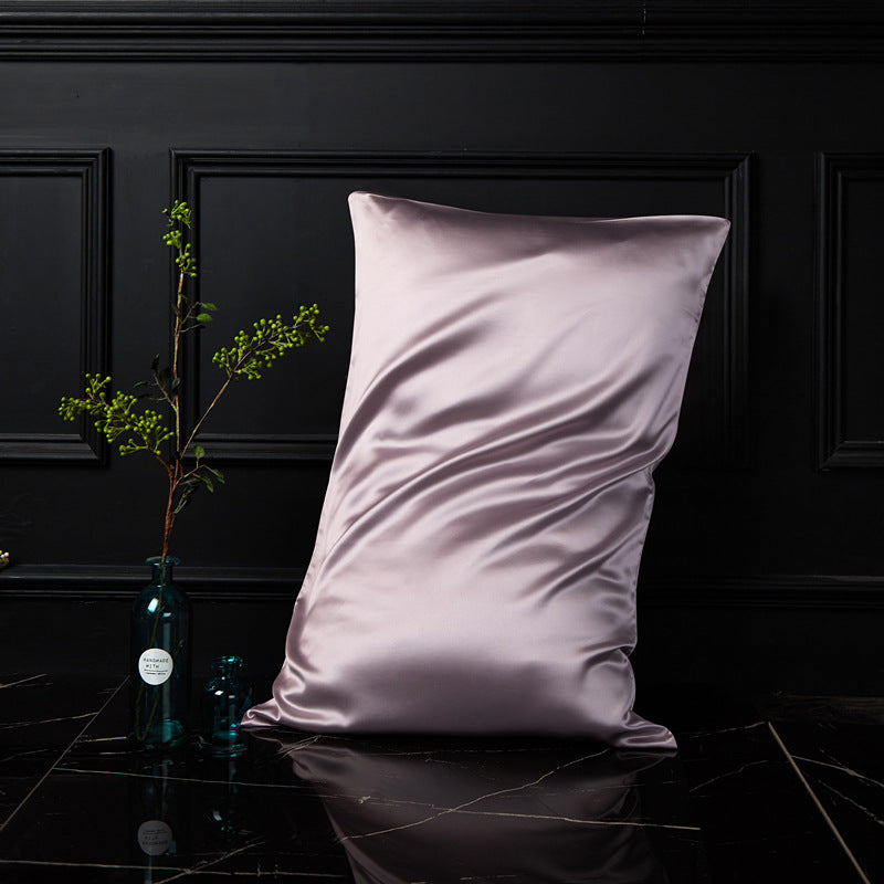 Taro purple mulberry silk envelope pillowcase with a subtle pearlescent sheen